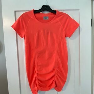 Athleta Short Sleeve Ruched Tee in Bright Coral